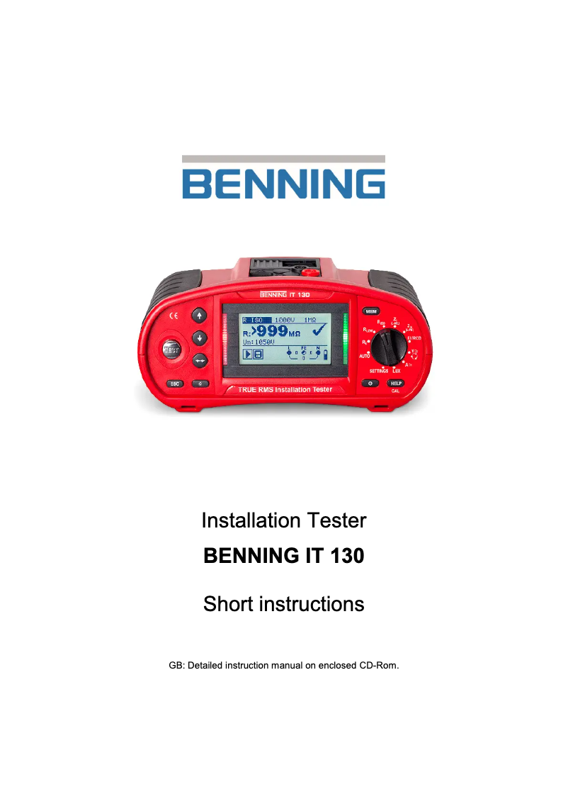 Page n°1 - Guide d'installation BENNING IT 130