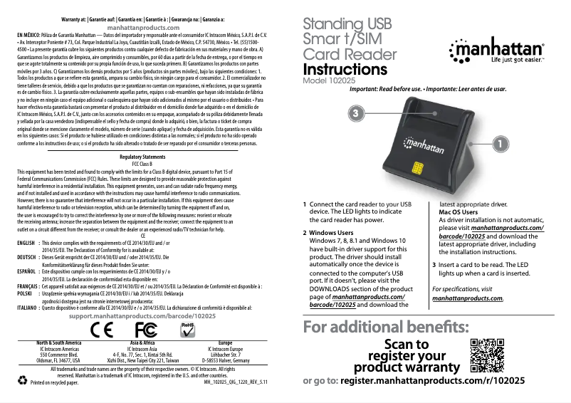 Page n°1 - Manuel utilisateur Manhattan 102025