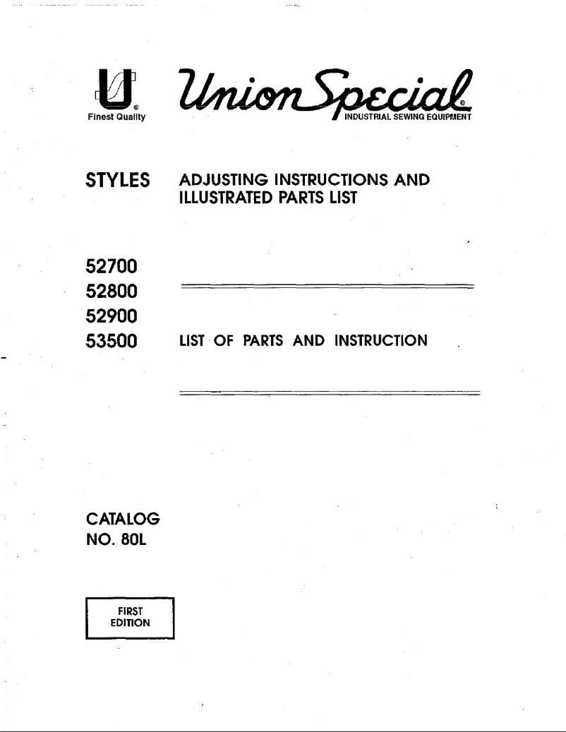 Page 1 de la notice Manuel utilisateur Union Special 52700
