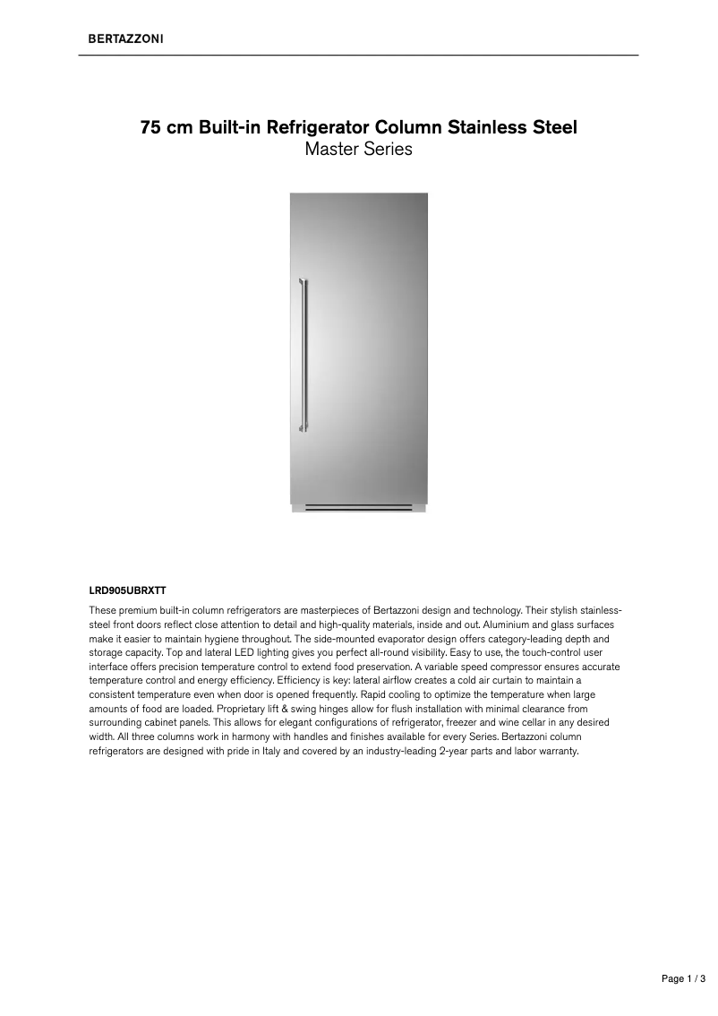 Image de la première page du manuel de l'appareil LRD905UBRXTT