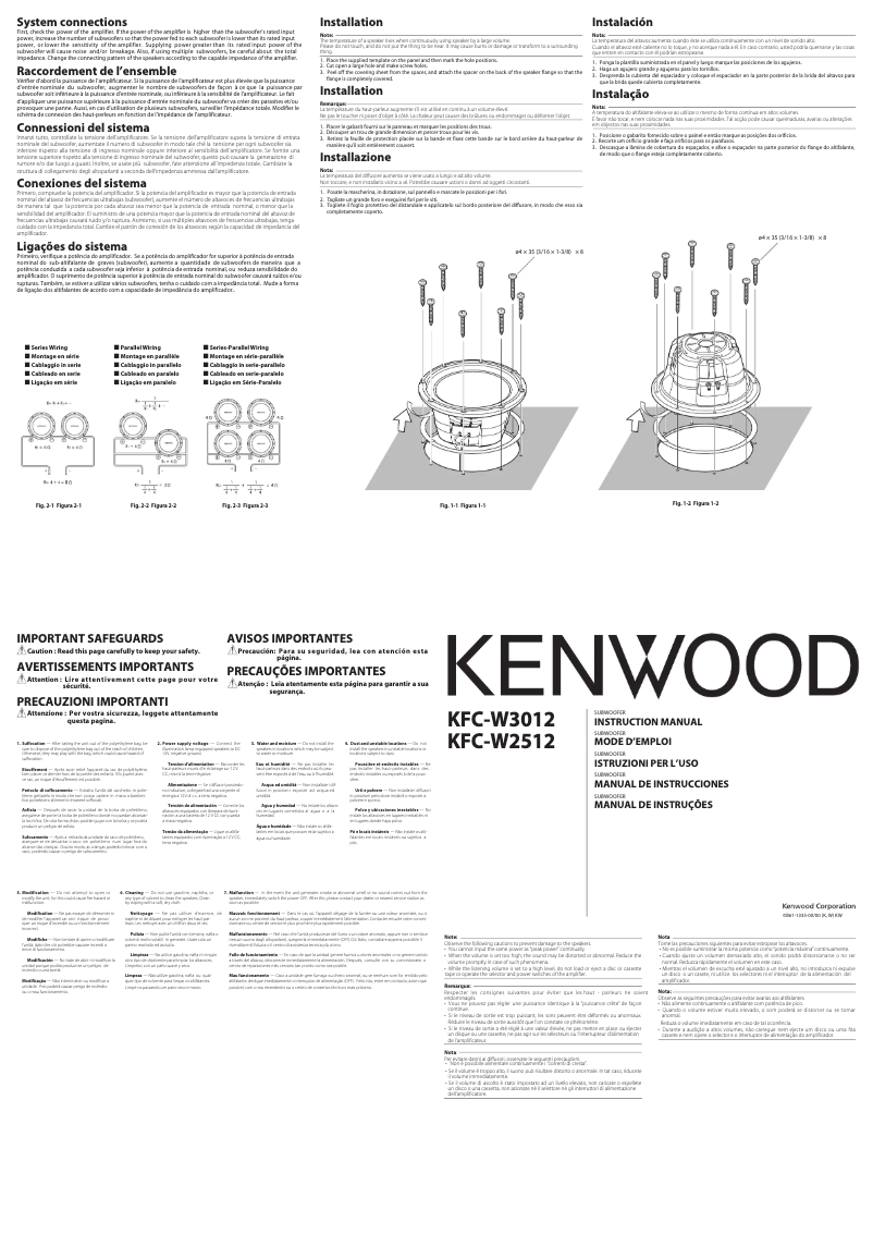 Page n°1 - Manuel utilisateur Kenwood KFC-W2512