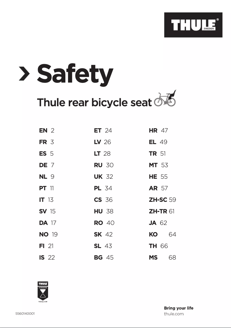 Page 1 de la notice Manuel utilisateur Thule Yepp Nexxt 2 Maxi