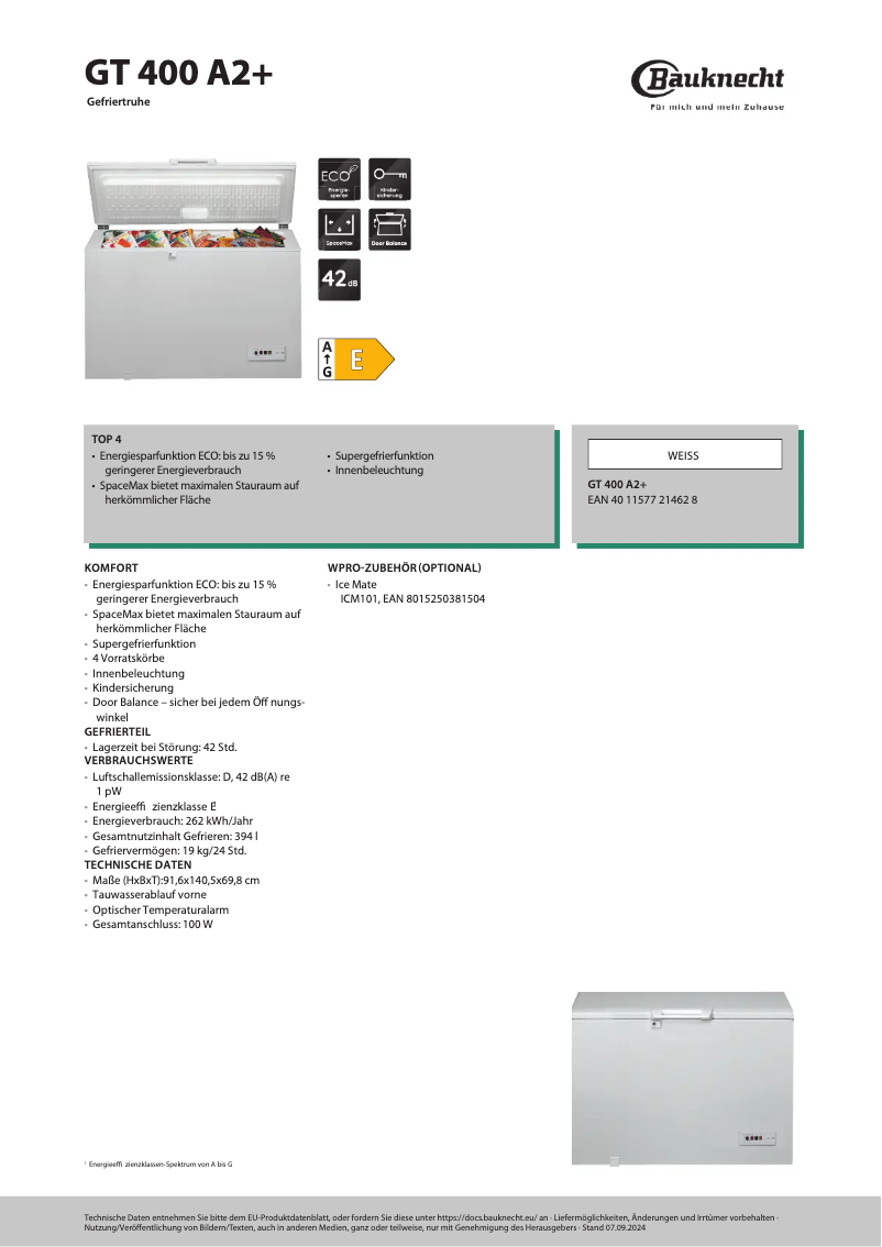 Page 1 de la notice Manuel utilisateur Bauknecht GT 400 A2+