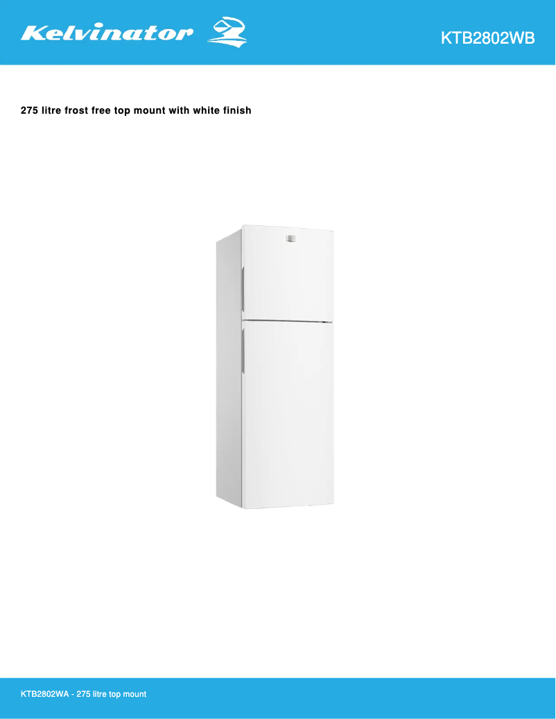 Page n°1 - Fiche technique Kelvinator KTB2802WB