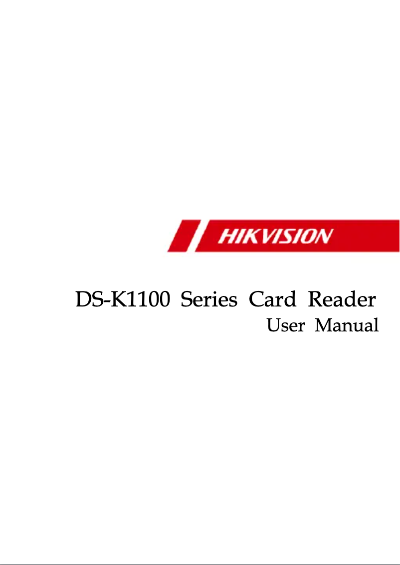 Page n°1 - Manuel utilisateur Hikvision DS-K1102EK