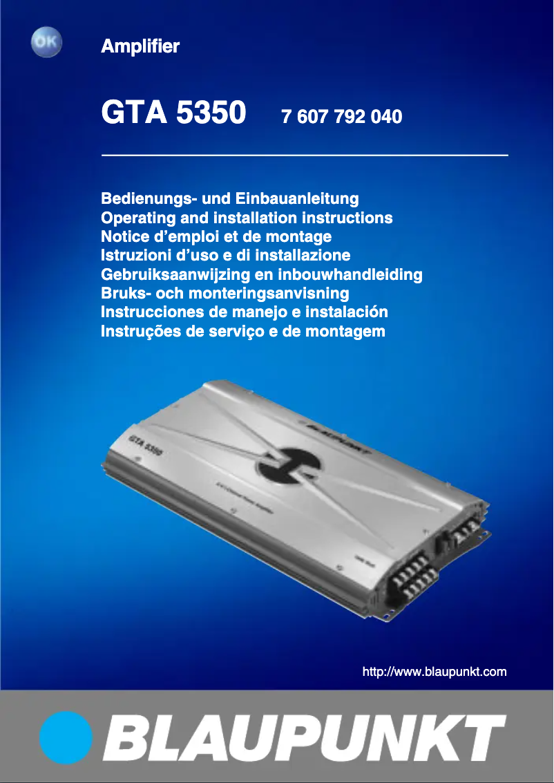 Page 1 de la notice Manuel utilisateur Blaupunkt GTA 5350