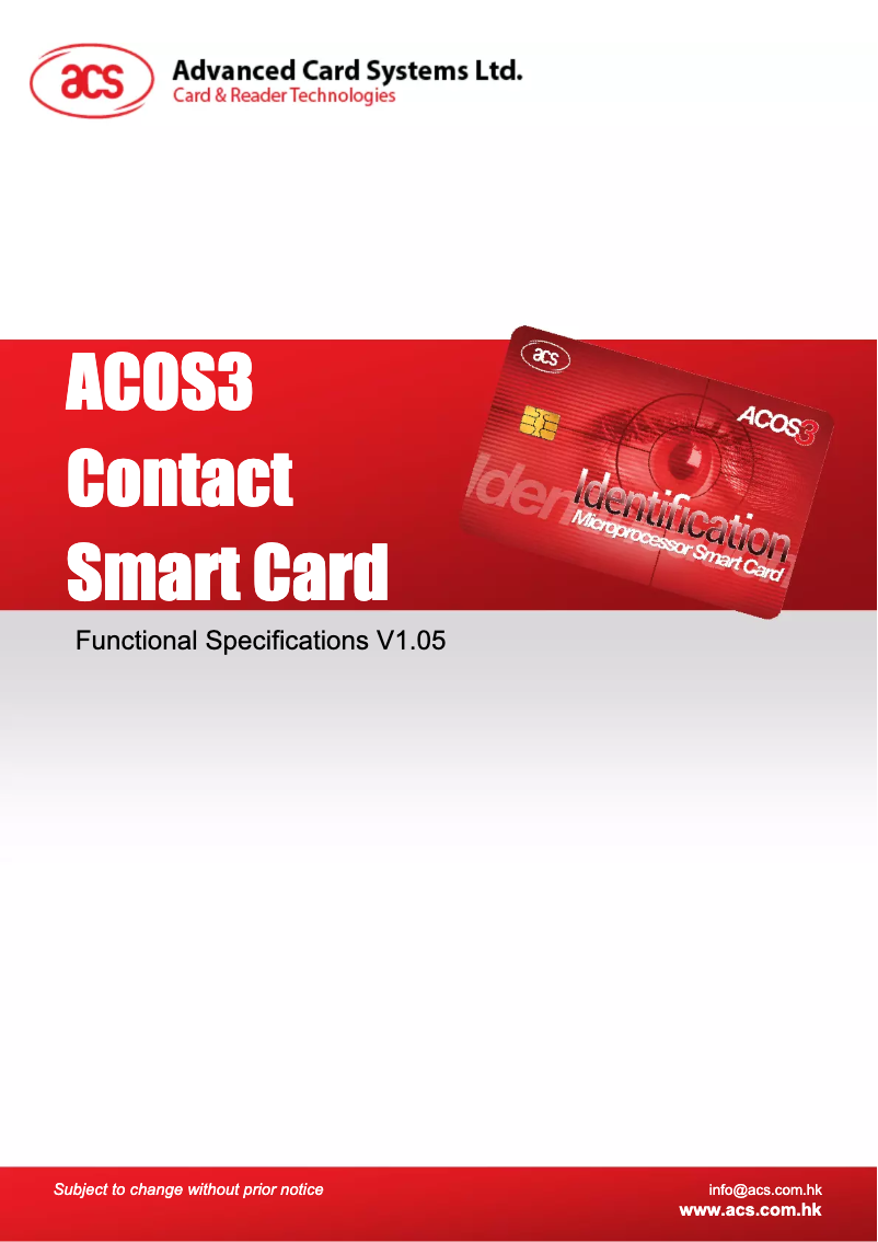 Page n°1 - Manuel utilisateur ACS ACOS3