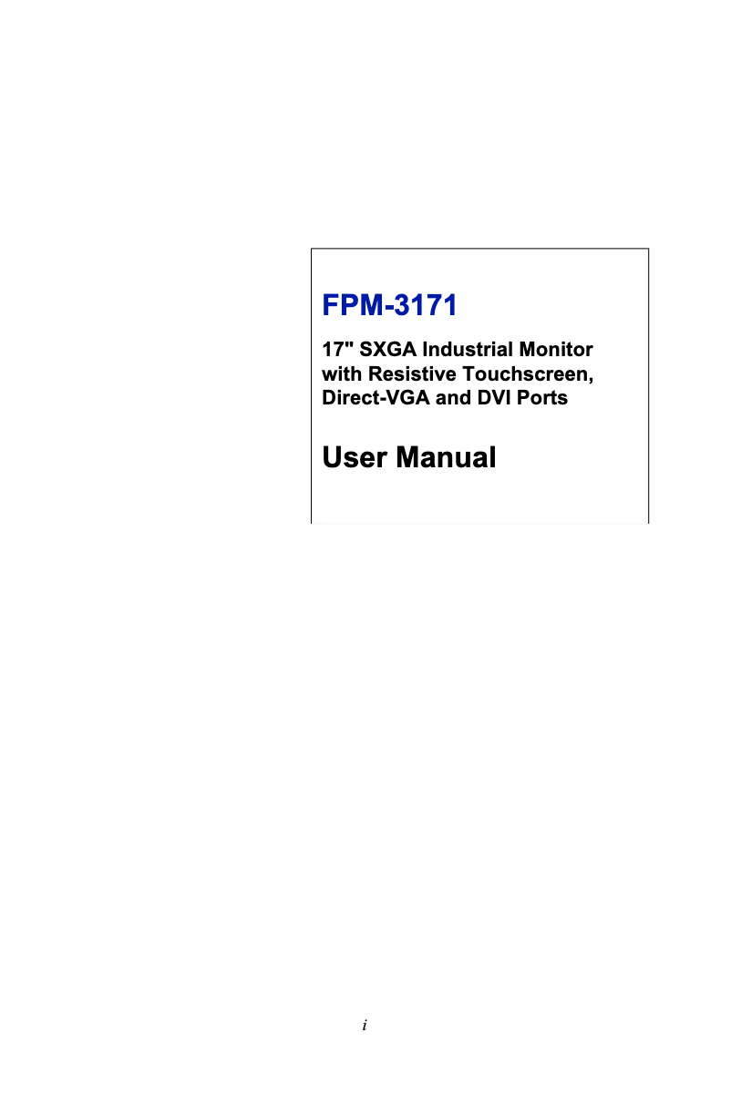 Page n°1 - Manuel utilisateur Advantech FPM-3171G