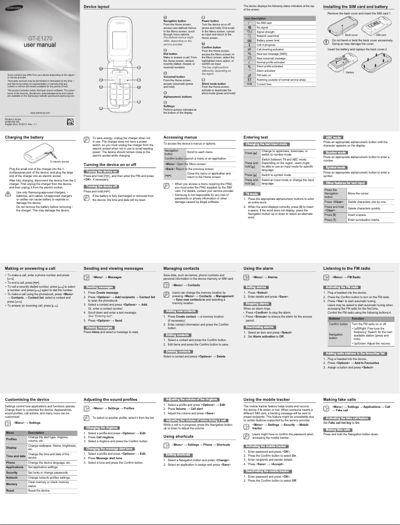 Image de la première page du manuel de l'appareil E1270