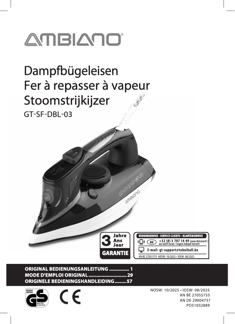 Page 1 de la notice Manuel utilisateur Ambiano GT-SF-DBL-03