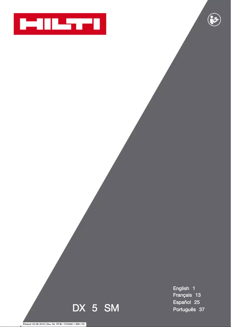 Page 1 de la notice Manuel utilisateur Hilti DX 5-SM