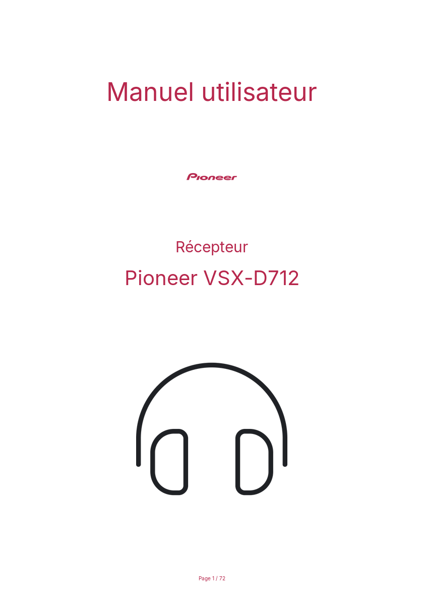 Image de la première page du manuel de l'appareil VSX-D712