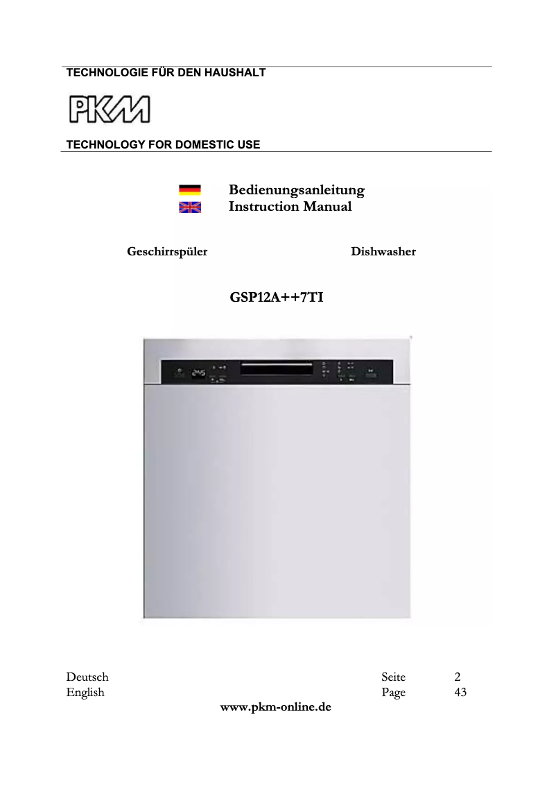 Page 1 de la notice Manuel utilisateur PKM GSP12A++7TI