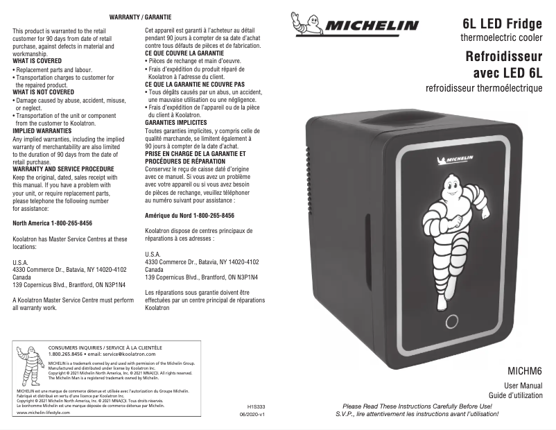 Page 1 de la notice Manuel utilisateur Michelin MICH06