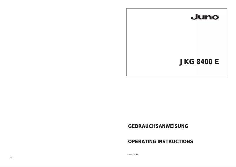 Page n°1 - Manuel utilisateur Juno JKG8400E