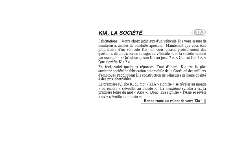 Page 1 de la notice Manuel utilisateur Kia Magentis (2008)