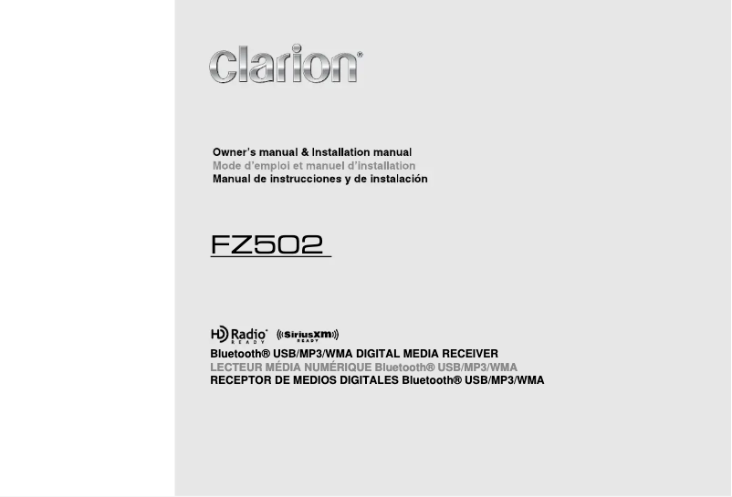 Page n°1 - Manuel utilisateur Clarion FZ502