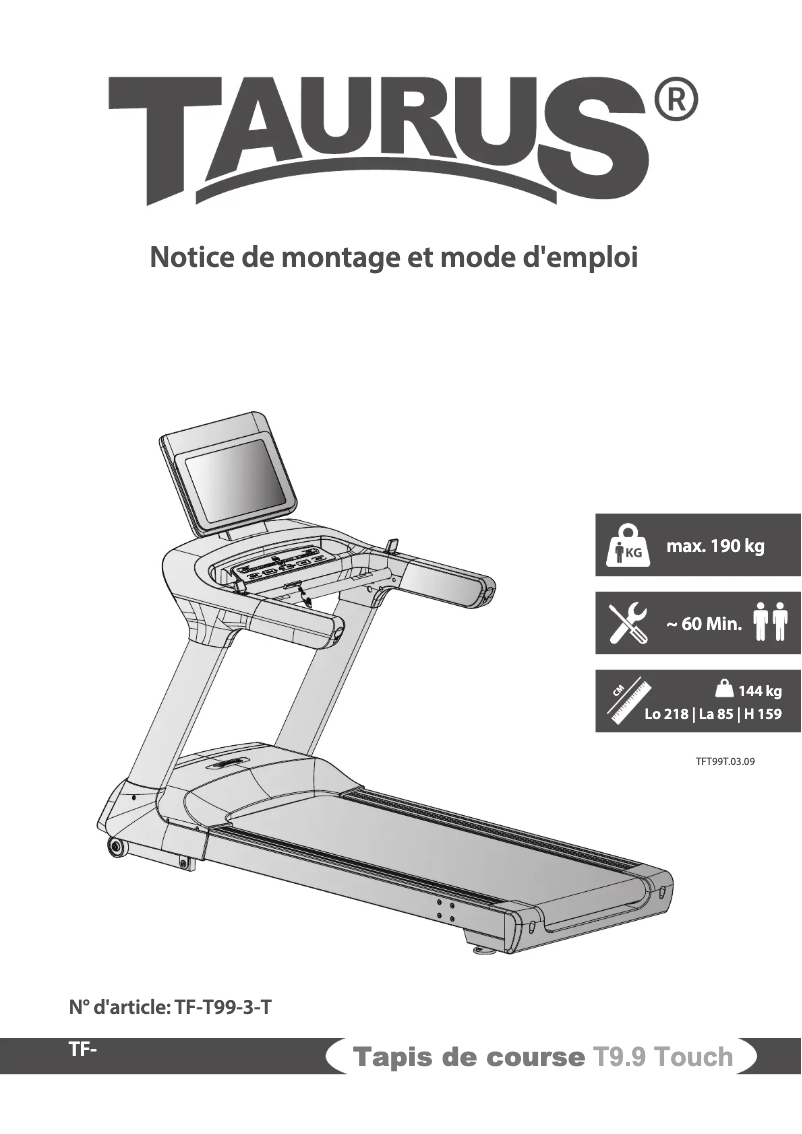 Page n°1 - Manuel utilisateur Taurus T9.9 Touch