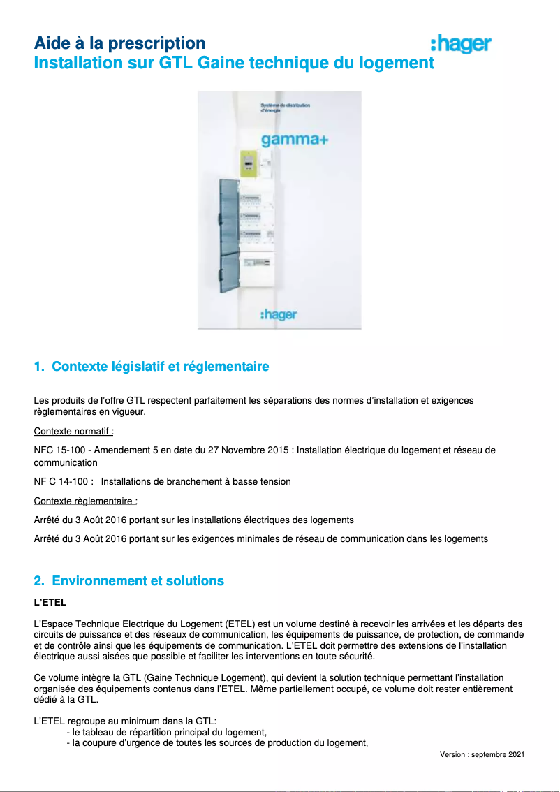 Page n°1 - Brochure Hager TN202S
