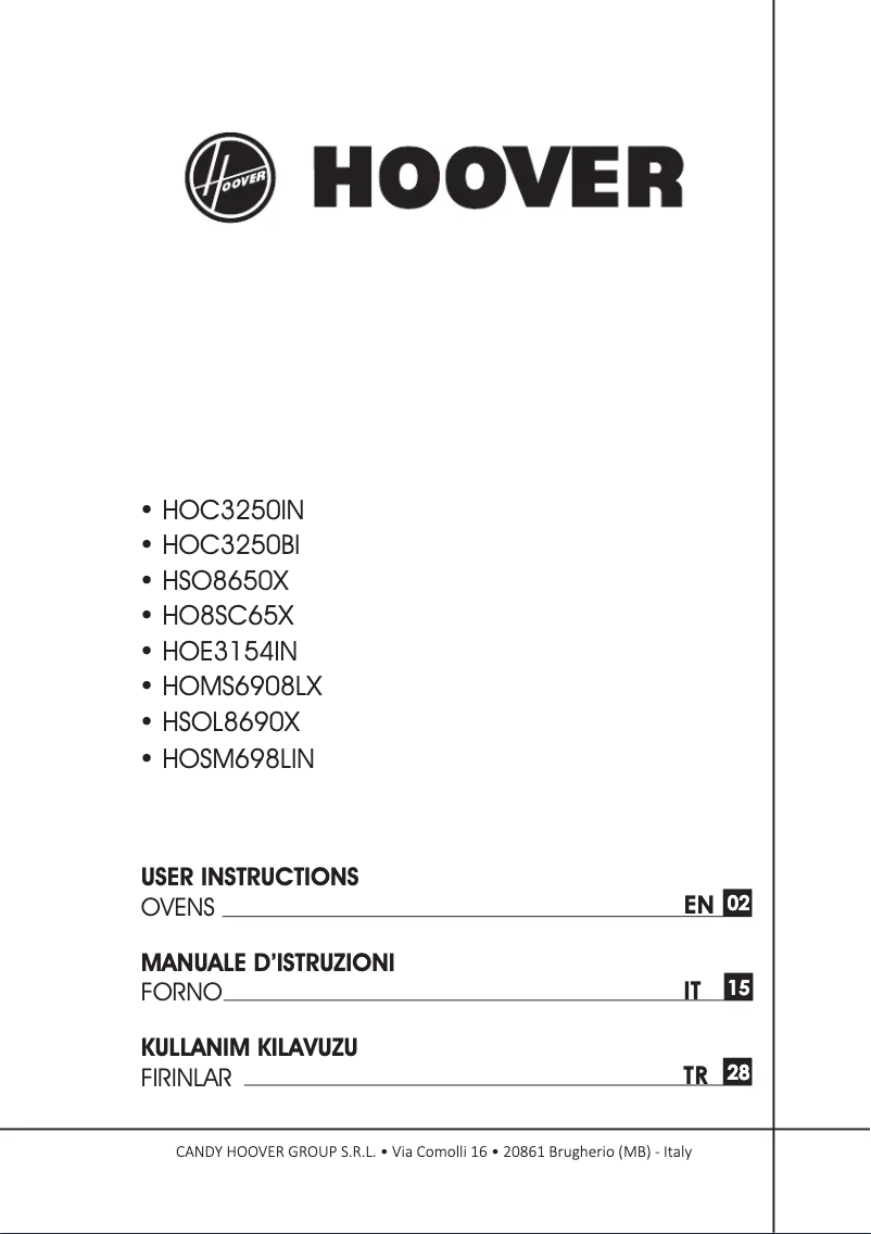 Page 1 de la notice Manuel utilisateur Hoover HOMS6908LX/E