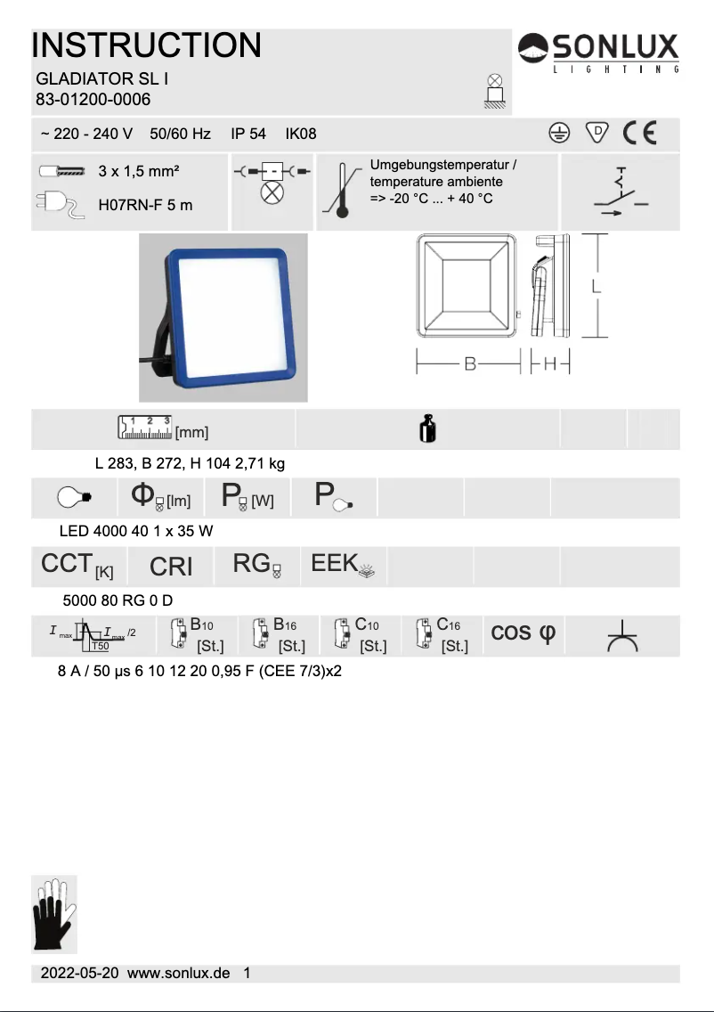 Image de la première page du manuel de l'appareil Gladiator SL I