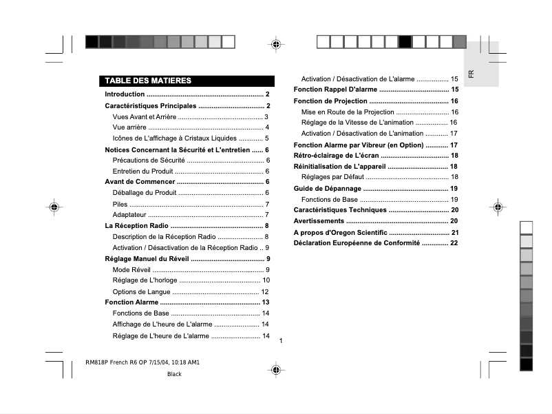 Image de la première page du manuel de l'appareil RM818P
