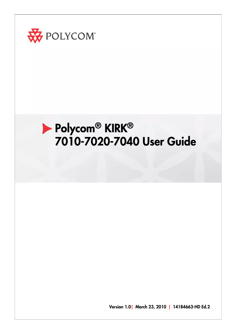 Page n°1 - Manuel utilisateur Polycom KIRK 7040