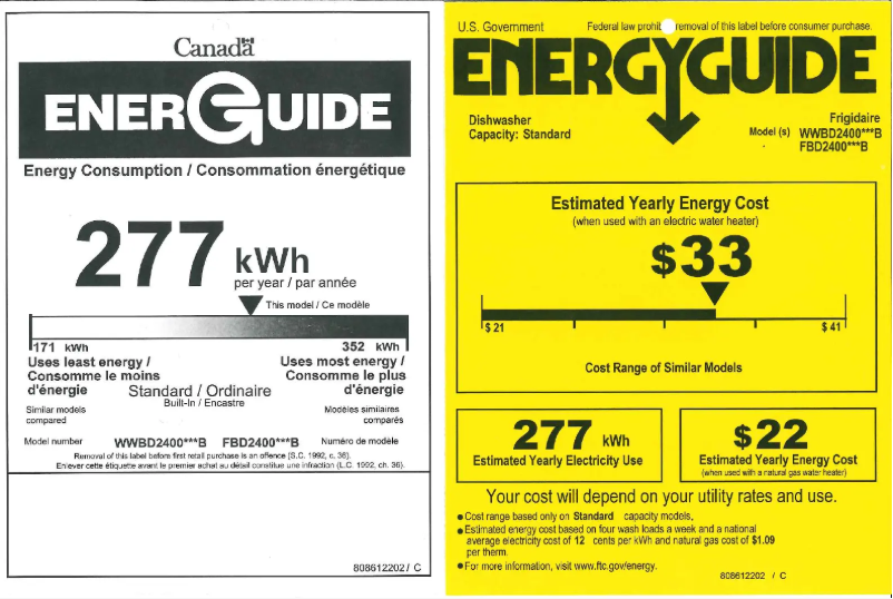 Page n°1 - Label énergétique Frigidaire FBD2400K