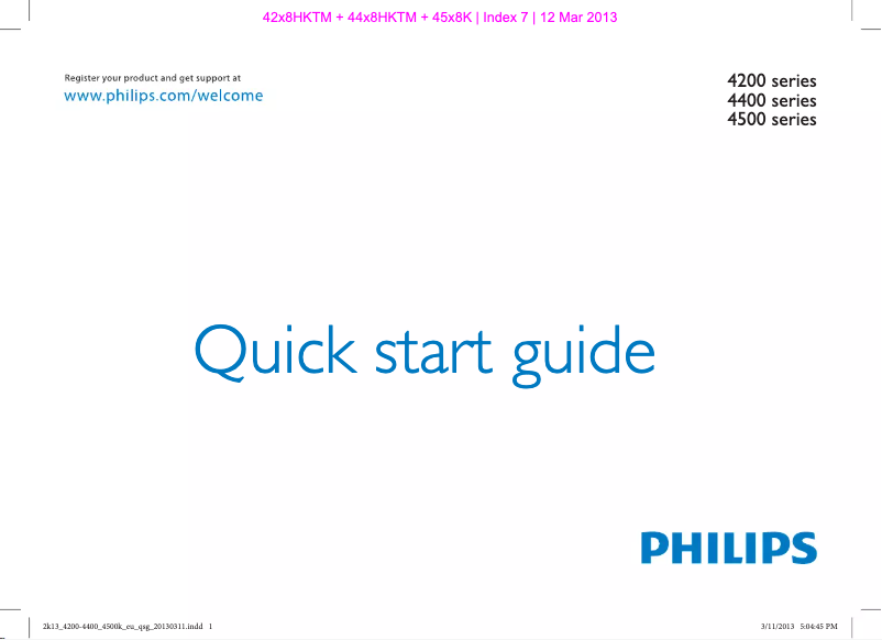 Page 1 de la notice Guide de démarrage rapide Philips 4000 series 32PFL4268T