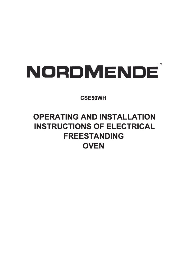 Page n°1 - Manuel utilisateur Nordmende CSE50W