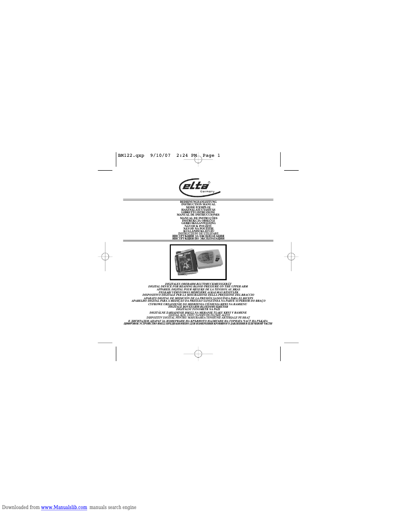 Page 1 de la notice Manuel utilisateur Elta BM122