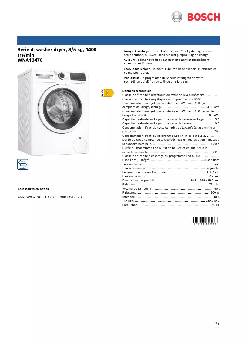 Image de la première page du manuel de l'appareil WNA13470