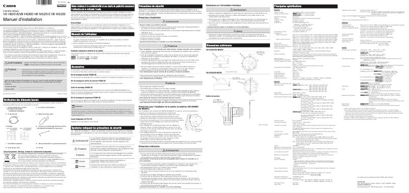 Page 1 de la notice Manuel utilisateur Canon VB-M620VE
