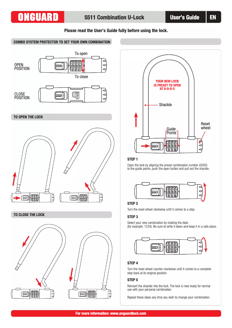Page n°1 - Manuel utilisateur OnGuard U-Lock 5511