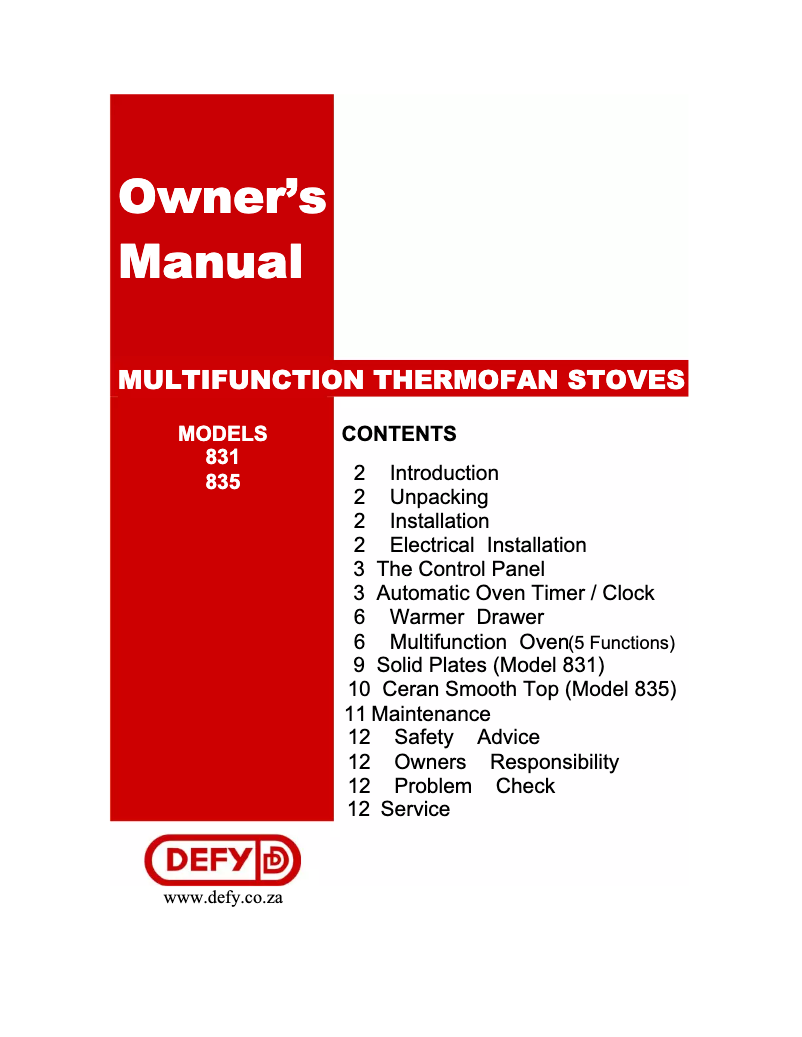 Page n°1 - Manuel utilisateur Defy DSS427