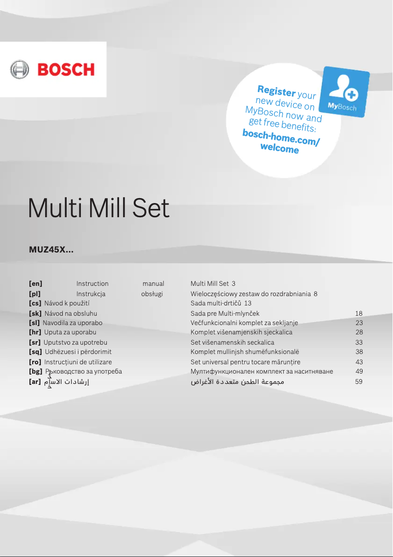 Page 1 de la notice Manuel d'utilisation et d'entretien Bosch MUM58250