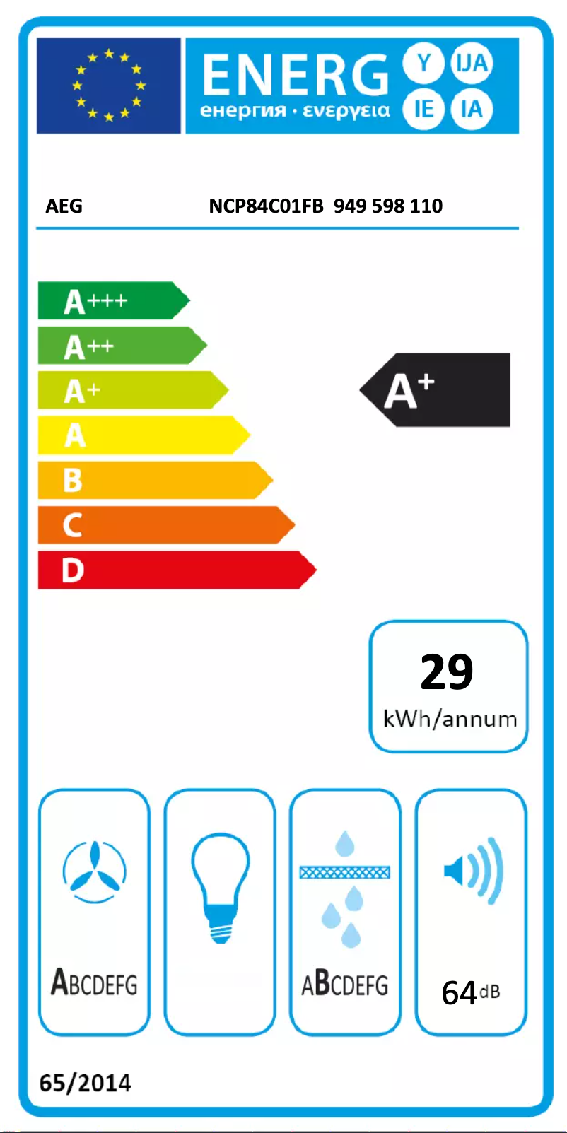 Page n°1 - Label énergétique AEG NCP84C01FB
