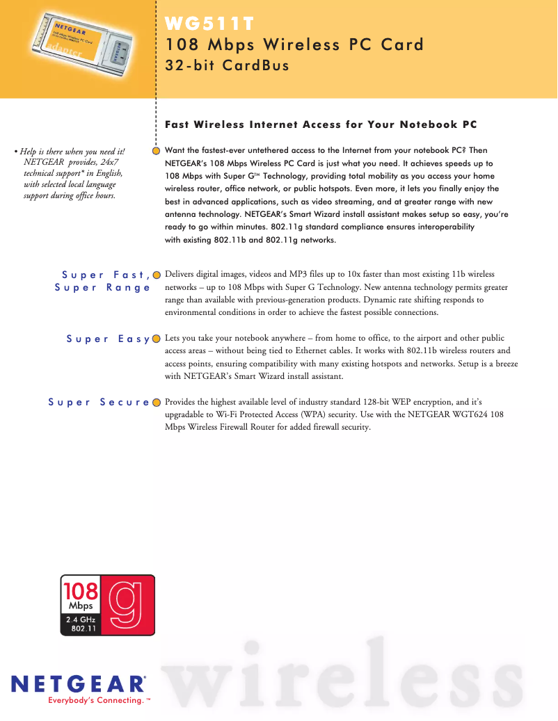 Image de la première page du manuel de l'appareil WG511T