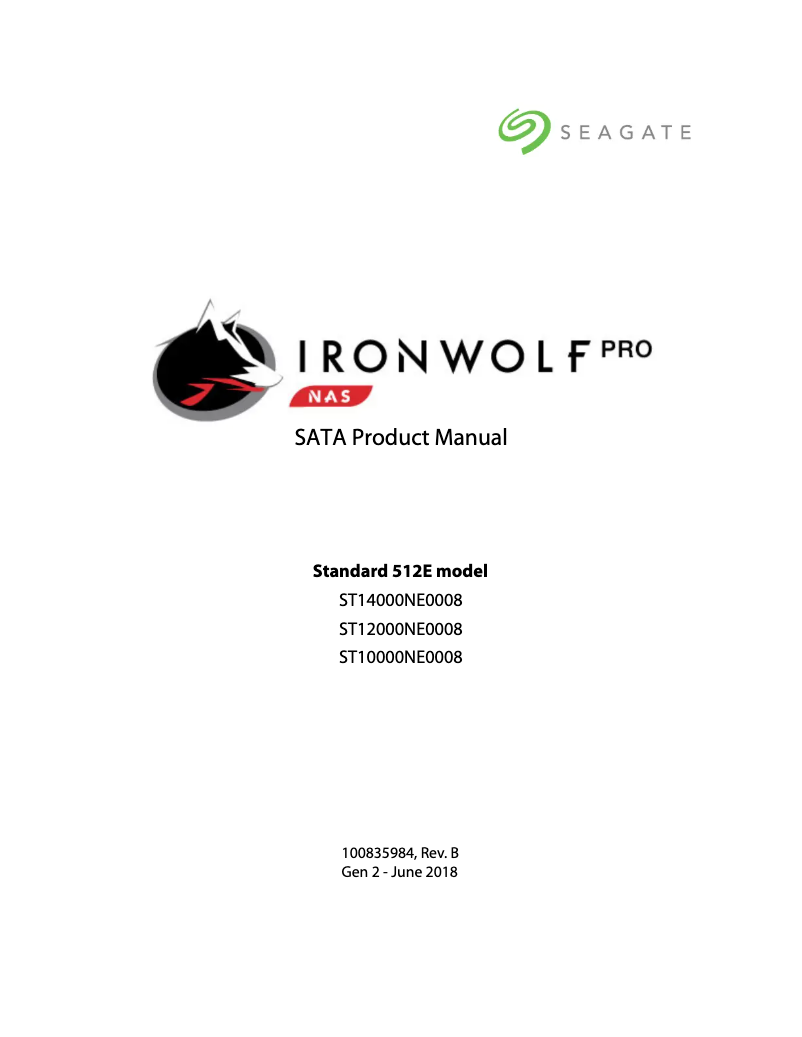 Page n°1 - Manuel utilisateur Seagate IronWolf Pro ST14000NE0008