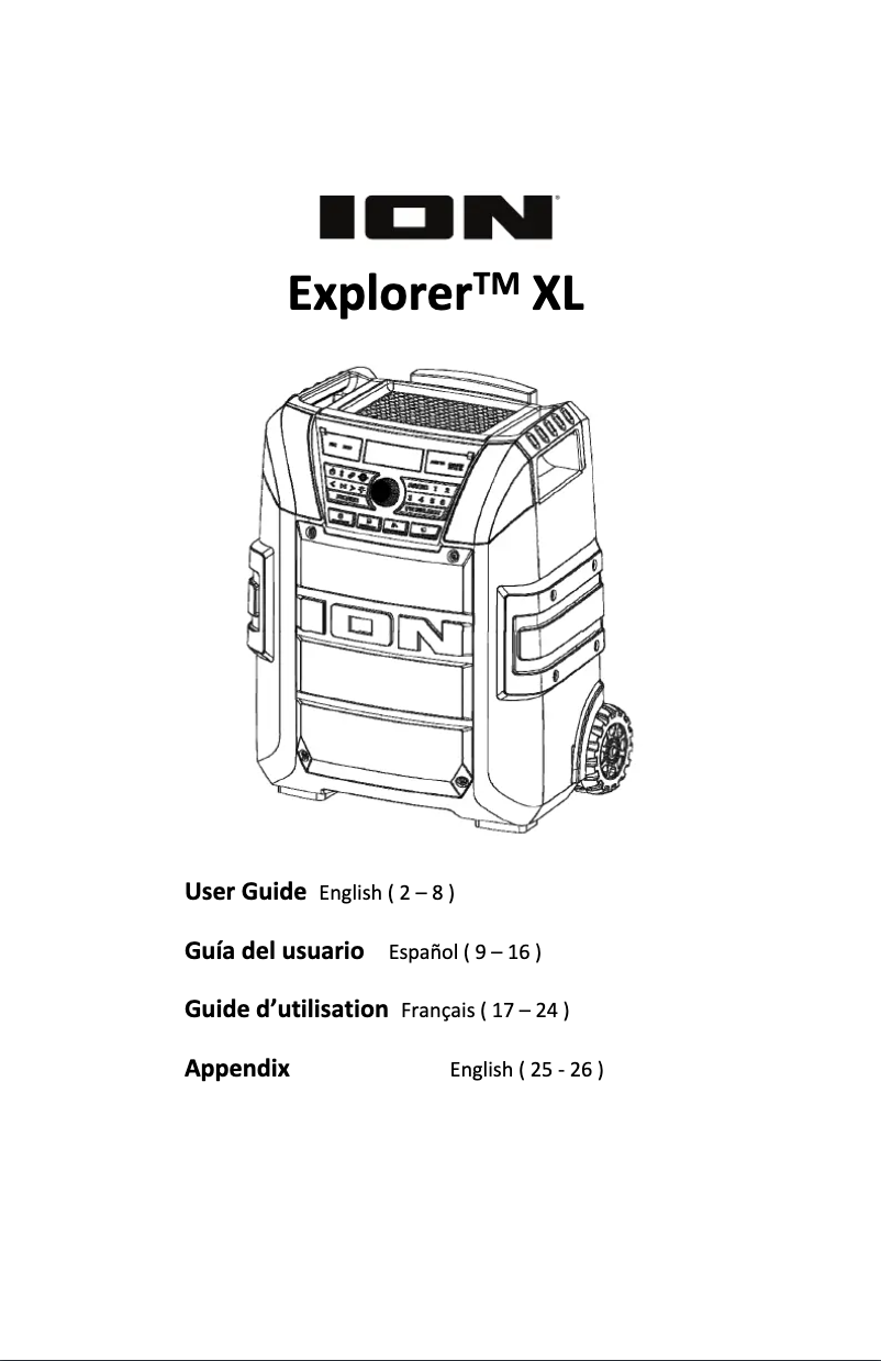 Page n°1 - Manuel utilisateur ION Explorer XL