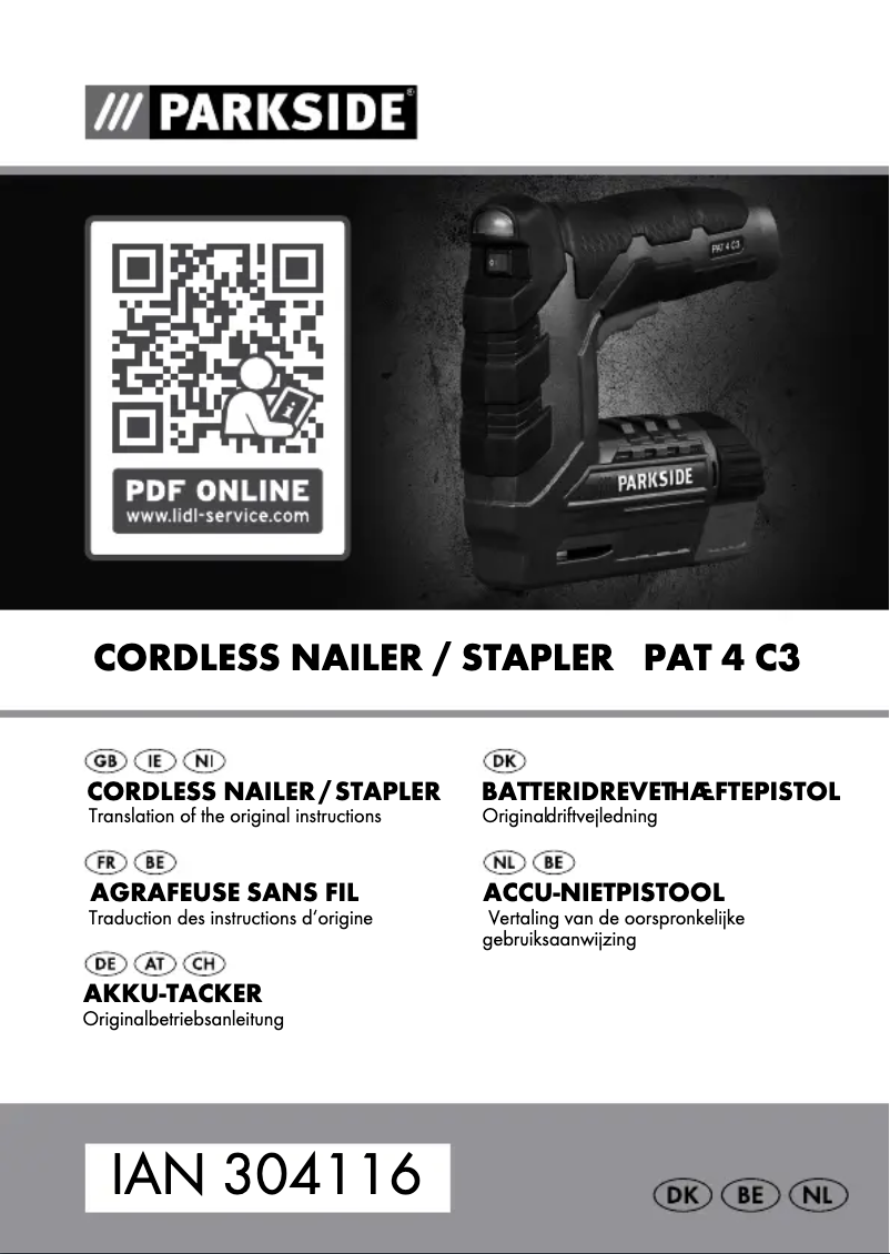 Page 1 de la notice Manuel utilisateur Parkside PAT 4 C3