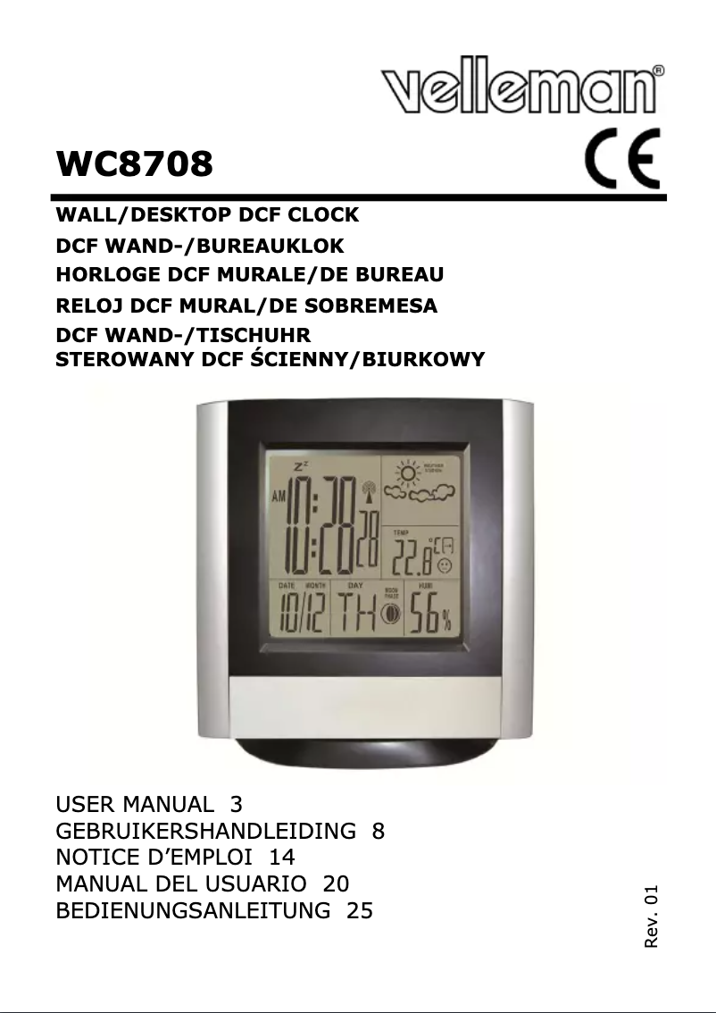 Page 1 de la notice Manuel utilisateur Velleman WC8708