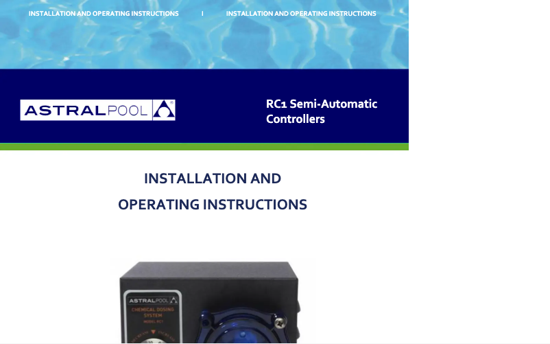 Image de la première page du manuel de l'appareil Rolachem RC1