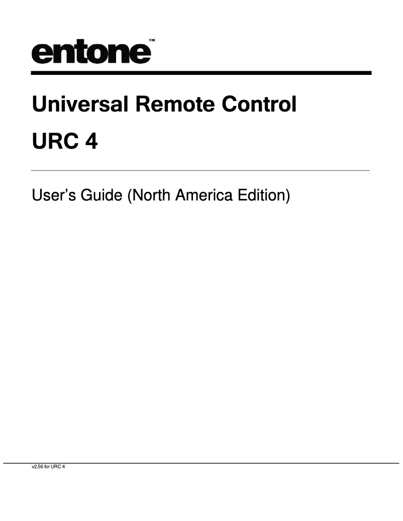 Page 1 de la notice Manuel utilisateur Entone URC 4