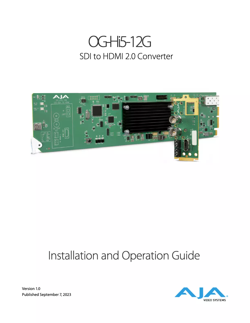 Page 1 de la notice Manuel utilisateur AJA OG-HI5-12G-