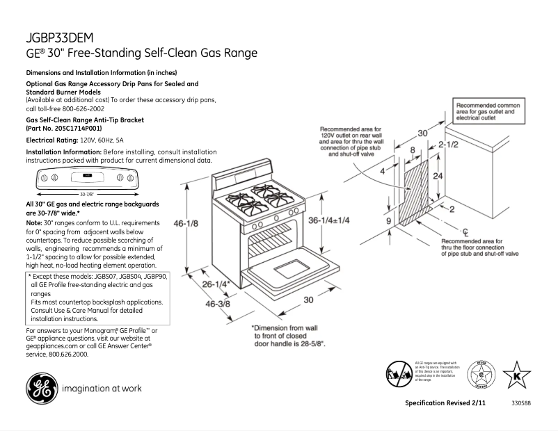 Page n°1 - Fiche technique GE JGBP33DEMBB