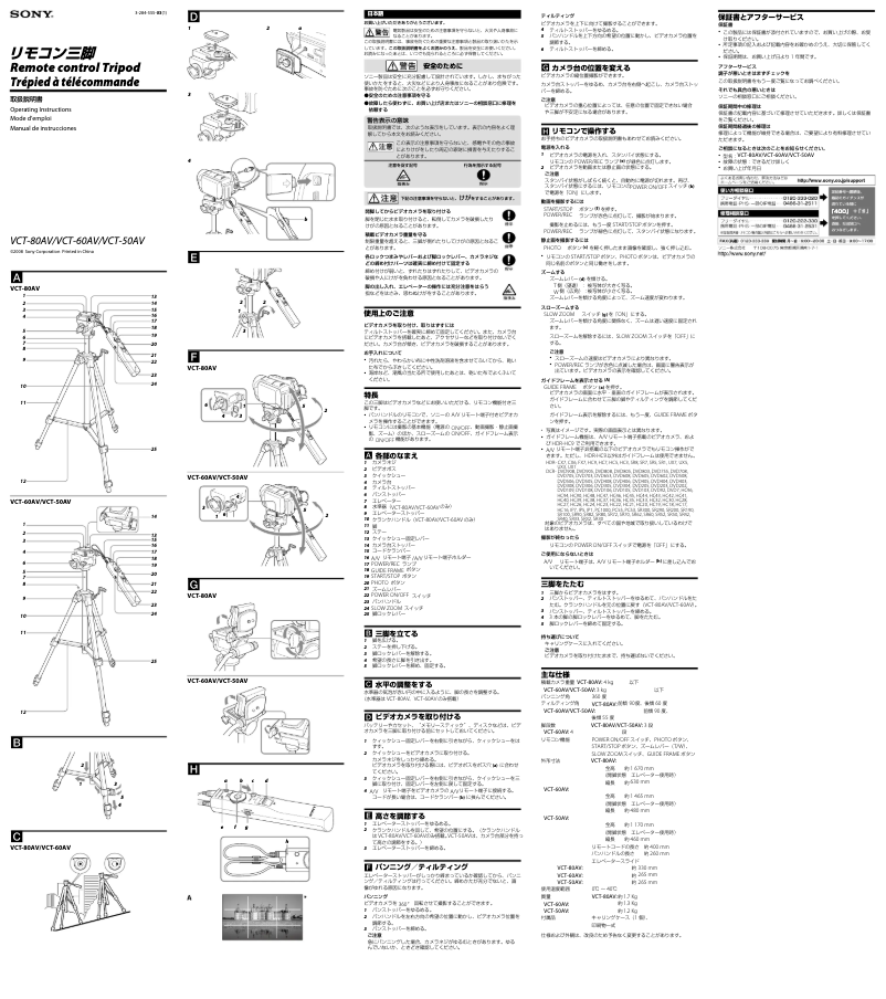 Page 1 de la notice Manuel utilisateur Sony VCT-50AV
