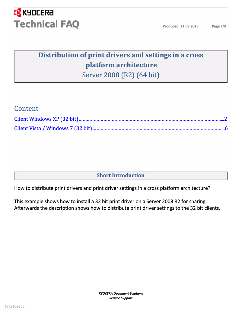 Page 1 de la notice FAQ Kyocera FS-1300D