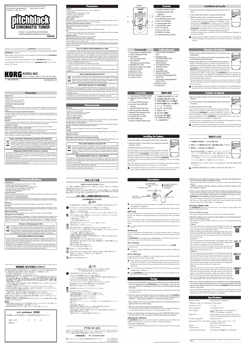 Image de la première page du manuel de l'appareil Pitchblack