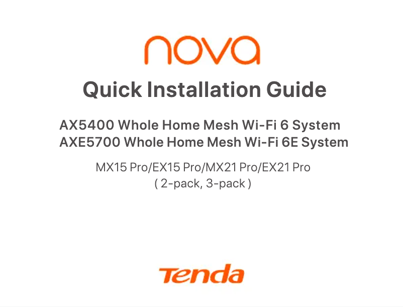 Page n°1 - Guide de démarrage rapide Tenda MX21 Pro